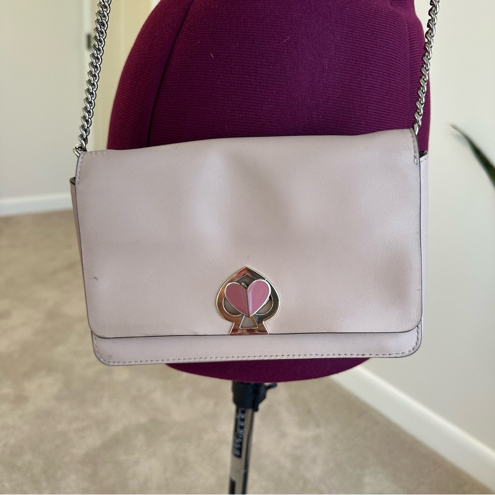 Kate Spade leather Light Pink Crossbody Bag with chain strap